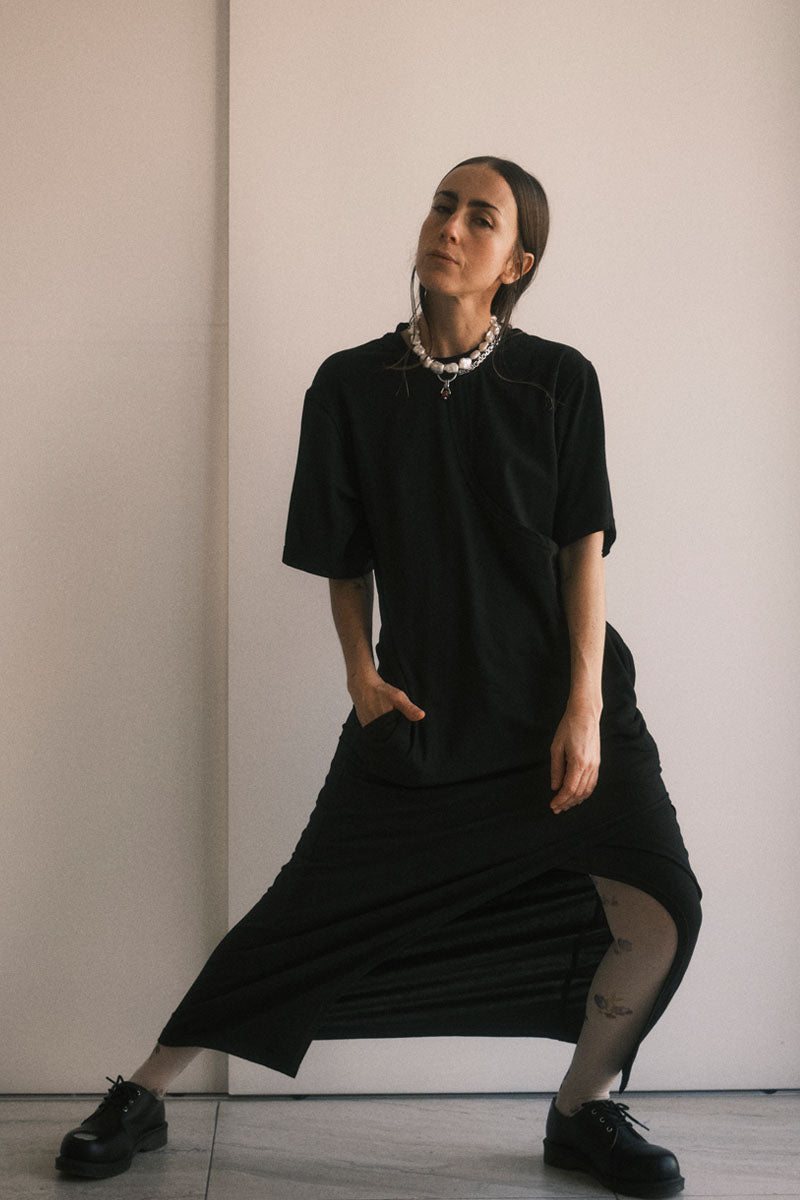 TEE DRESS CRUZADO NEGRO