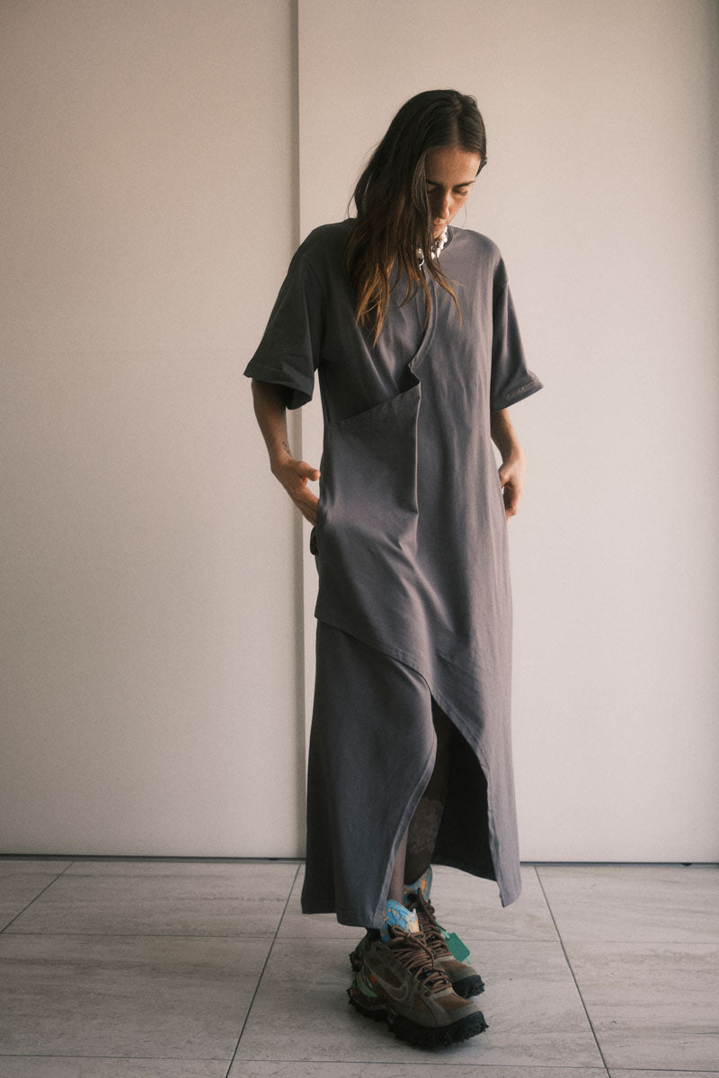 TEE DRESS CRUZADO GRIS