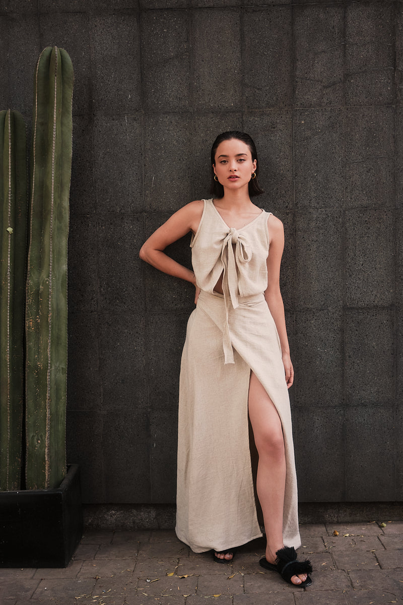 Vestido ÓRIBTA Beige
