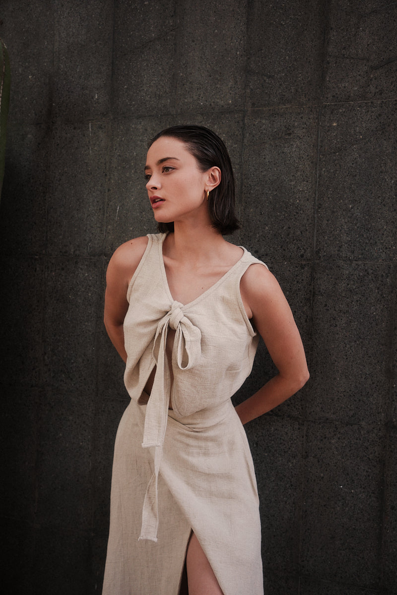 Vestido ÓRIBTA Beige