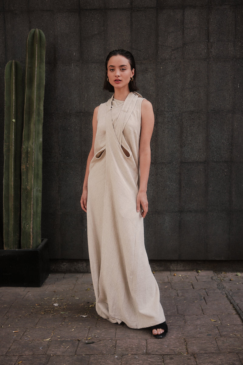 Vestido ÓRIBTA Beige