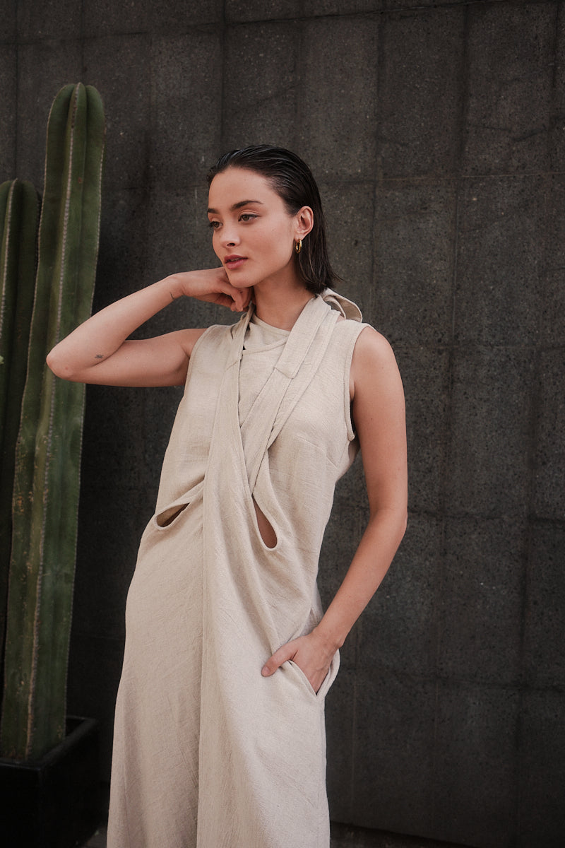 Vestido ÓRIBTA Beige