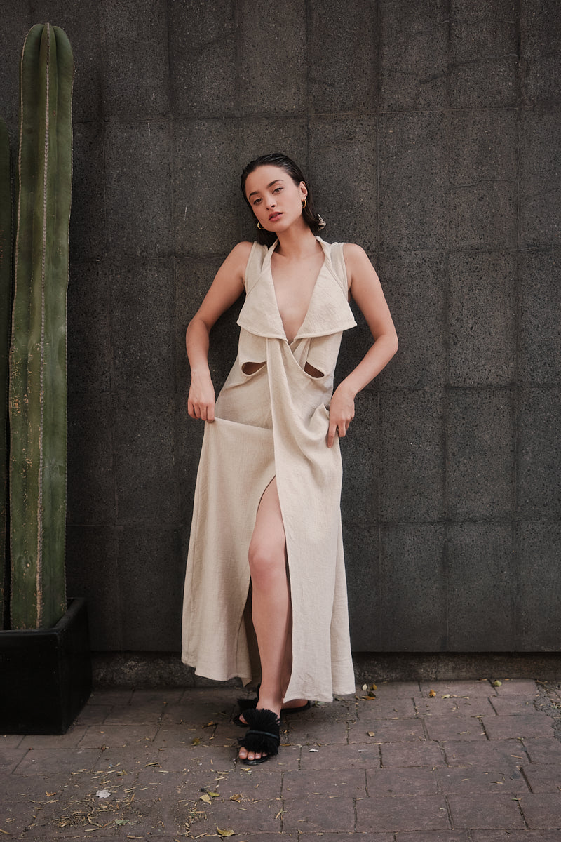 Vestido ÓRIBTA Beige
