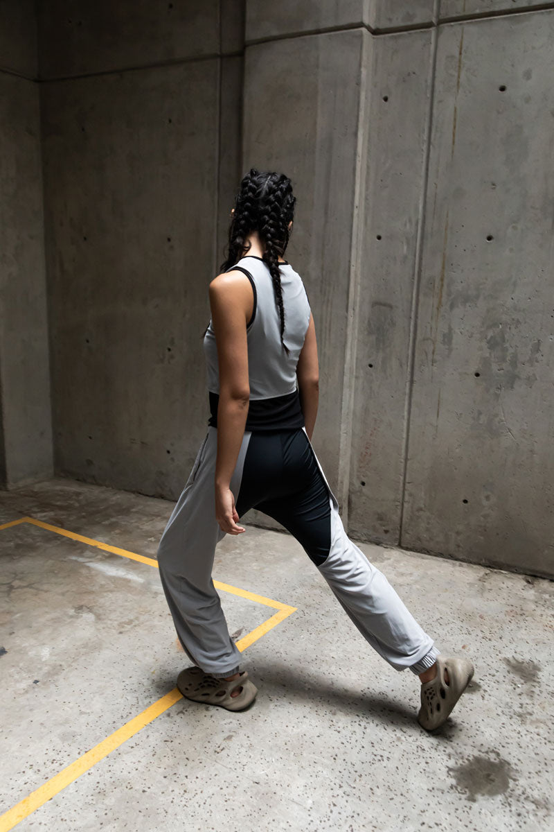 LEGGINS JOGGER - NEGRO - GRIS PERLA