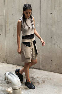 TANK TOP MESH - BICOLOR NUDE / NEGRO