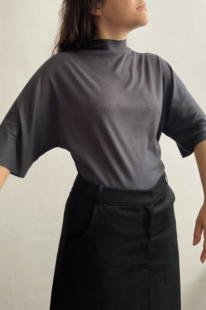 BLUSA KIMONO GRIS OXFORD