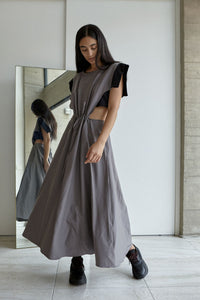 VESTIDO COLUMNA GRIS